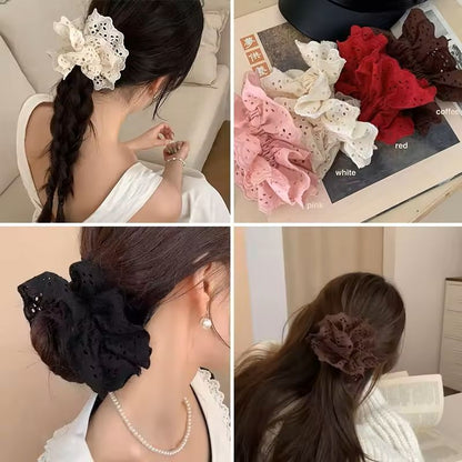 Lace Hair Scrunchies – Soft Elastic Hair Ties for Women Ponytails