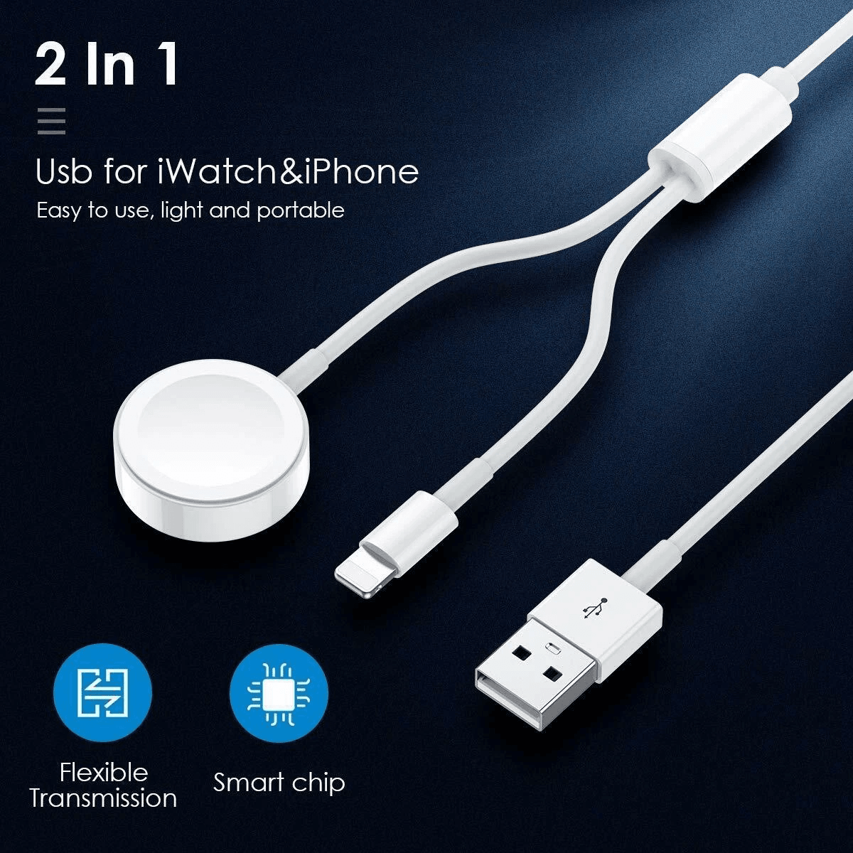 Magnetic Charger USB Cable for Apple Watch & iPhone, Fast Charge iWatch, iPhone