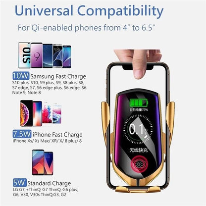 Smart Sensor Car Phone Holder AutoClamping Wireless Charging Mount 10W Fast Charge 3