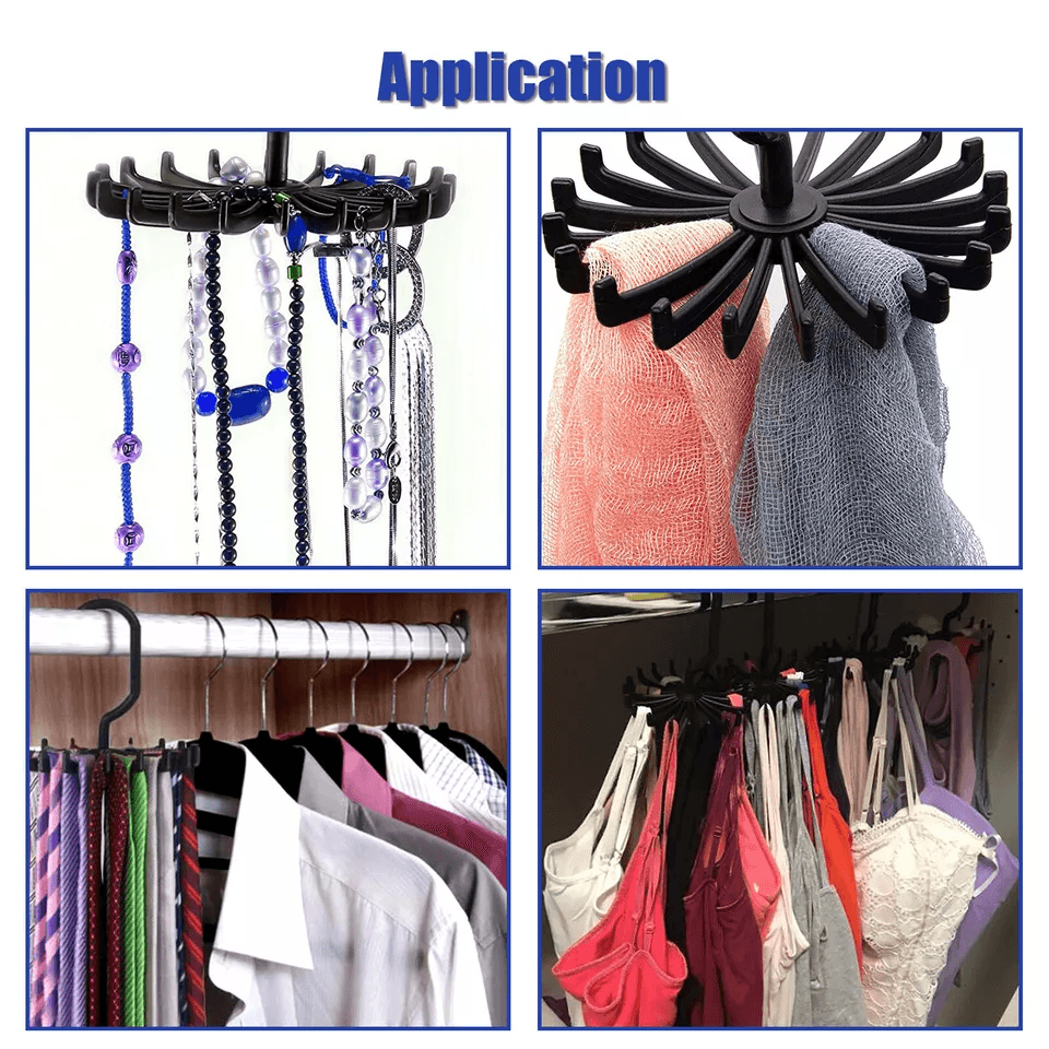 Neck Tie Rack Rotating Adjustable Hanger Organizer For Ties Scarves Belts  Accessories SpaceSaving  1