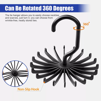 Neck Tie Rack Rotating Adjustable Hanger Organizer For Ties Scarves Belts  Accessories SpaceSaving  3