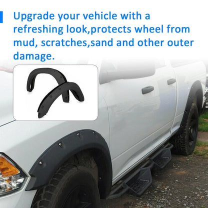 20092023 Dodge Ram 1500 Black Pocket Riveted Wheel Fender Flares  BoltOn Style  No Cutting Needed 2