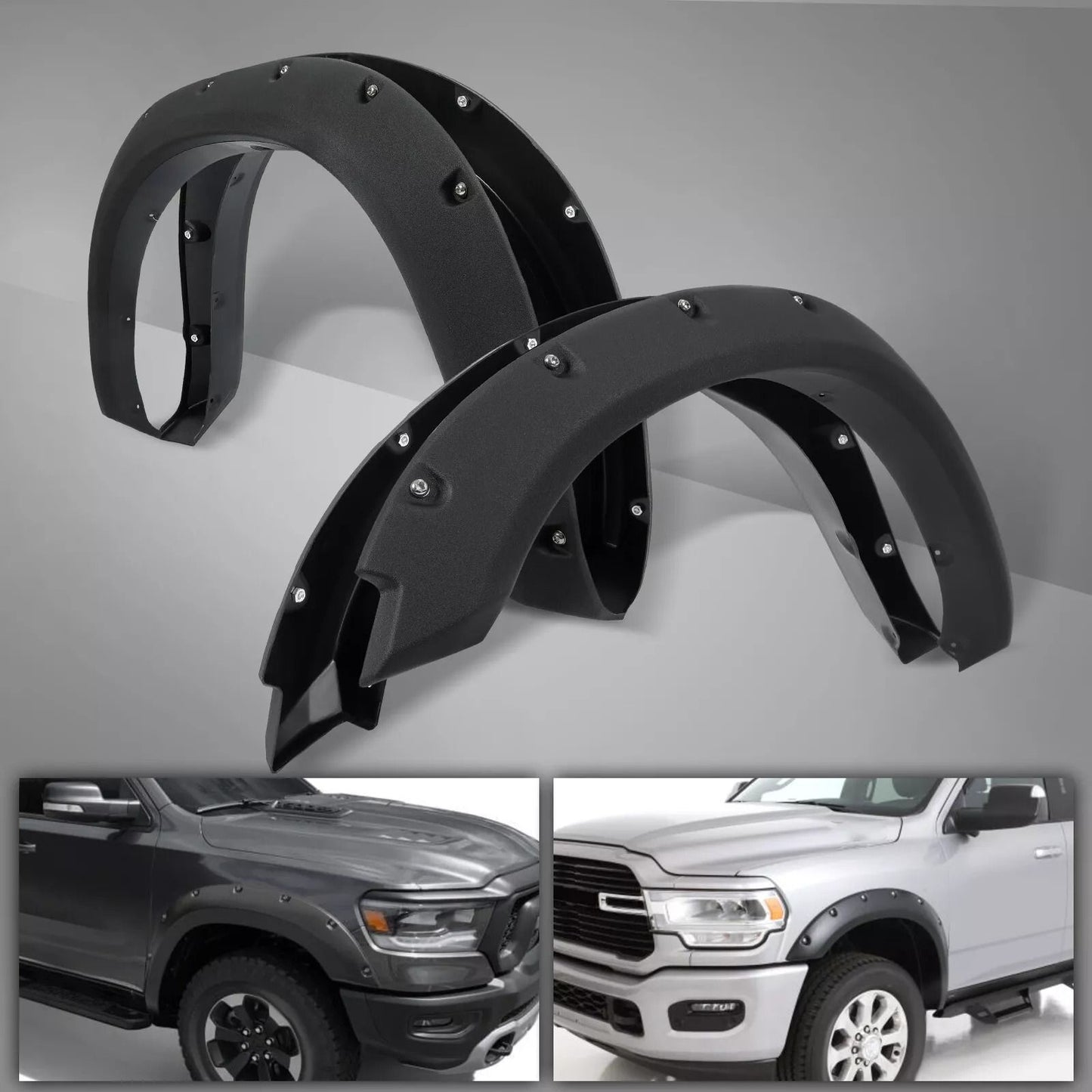 20092023 Dodge Ram 1500 Black Pocket Riveted Wheel Fender Flares  BoltOn Style  No Cutting Needed 11