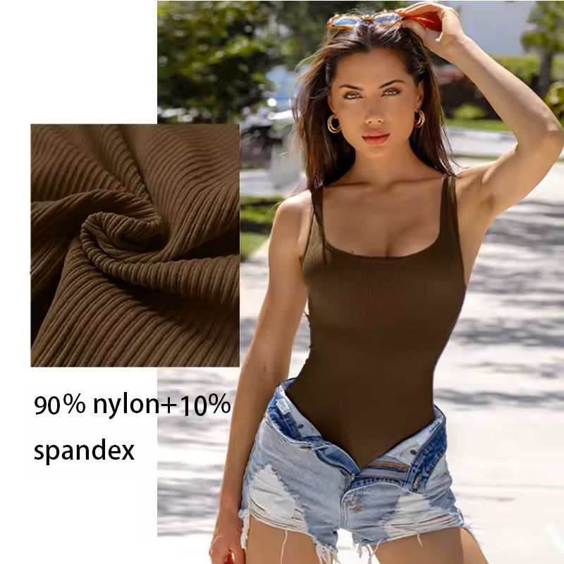 Ribbed Tummy Control Bodysuit  Light Compression Shaper With Open Crotch 5