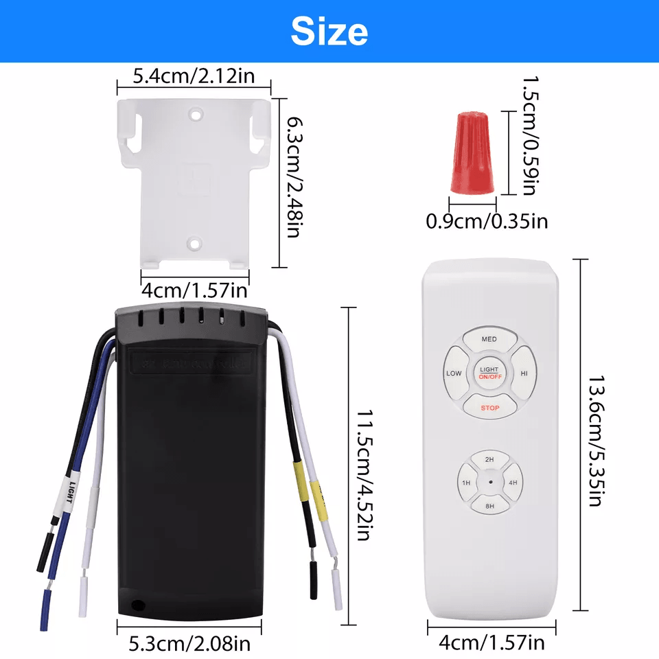 Universal Ceiling Fan Lamp Light Wireless Timing Remote Control Receiver Kit Easy Installation Smar 8
