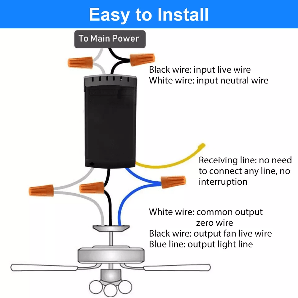 Universal Ceiling Fan Lamp Light Wireless Timing Remote Control Receiver Kit Easy Installation Smar 7