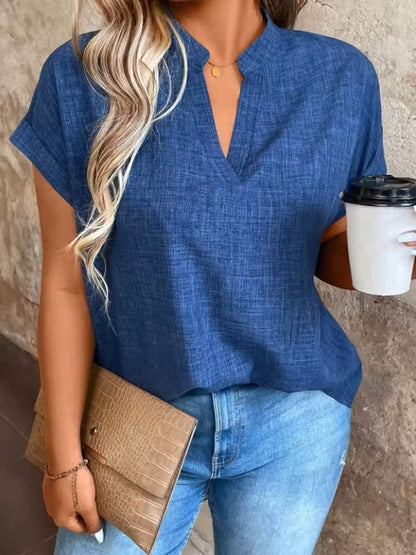 Elegant V-Neck Batwing Sleeve Top – Lightweight Spring & Summer Blouse for Women