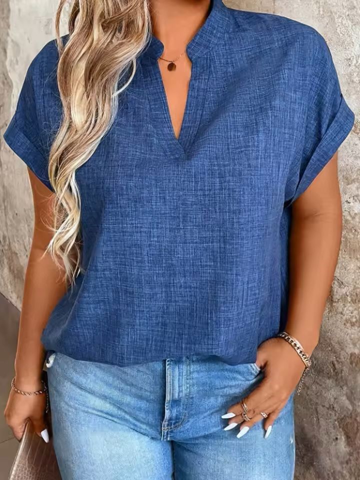 Elegant VNeck Batwing Sleeve Top  Lightweight Spring  Summer Blouse For Women 1