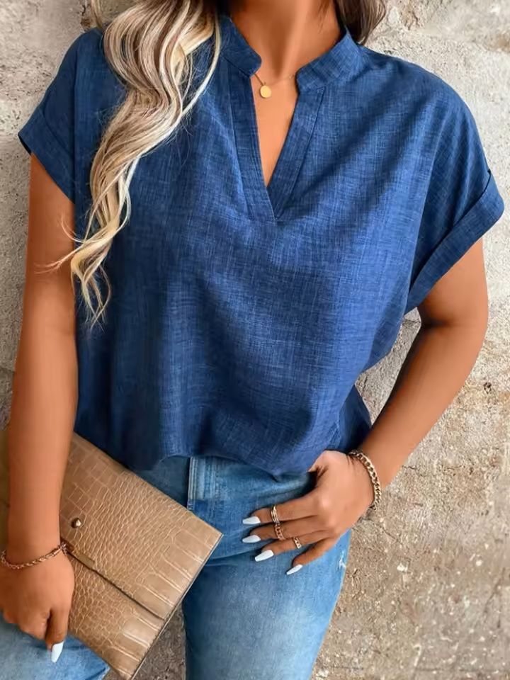 Elegant VNeck Batwing Sleeve Top  Lightweight Spring  Summer Blouse For Women 2