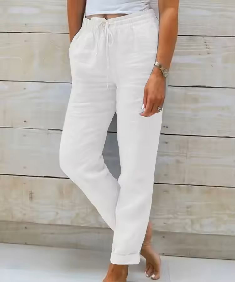 High Waist Cotton Linen Pants  Lightweight Summer Trousers For Women 4