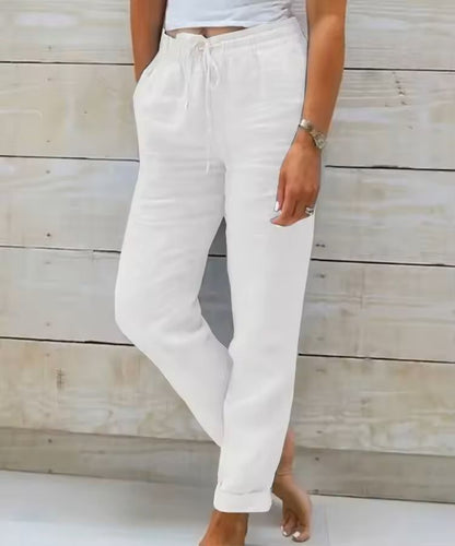 High Waist Cotton Linen Pants  Lightweight Summer Trousers For Women 4