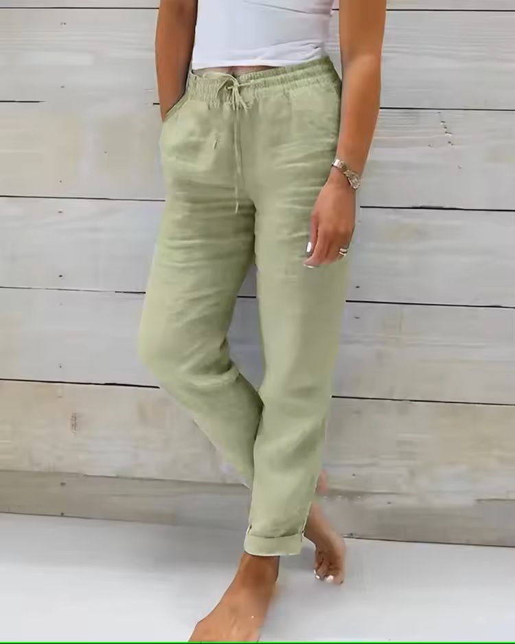 High Waist Cotton Linen Pants  Lightweight Summer Trousers For Women 5