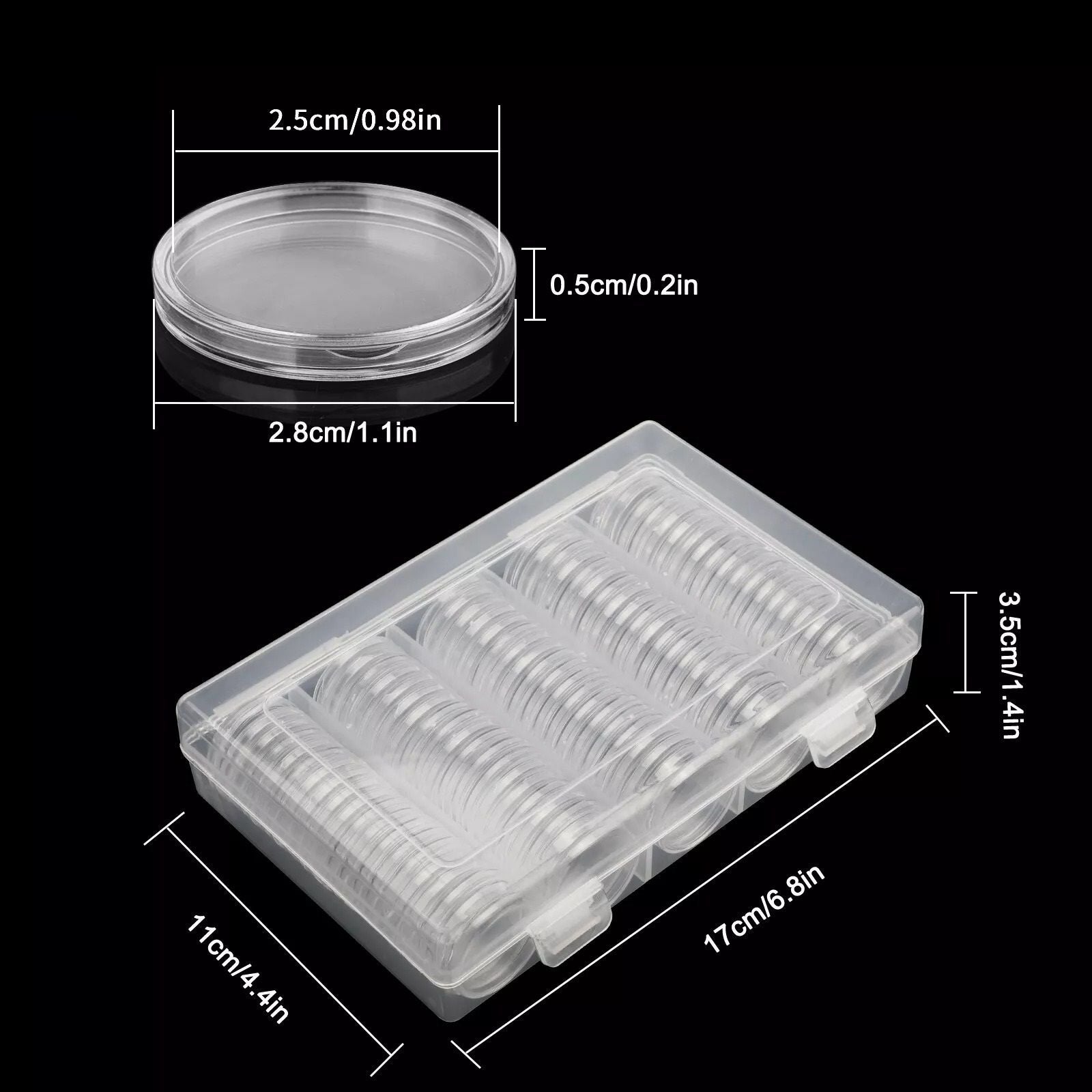 25mm Coin Capsules 100Pack Clear Round Plastic Holder For US Quarters  Coin Collection Storage 5