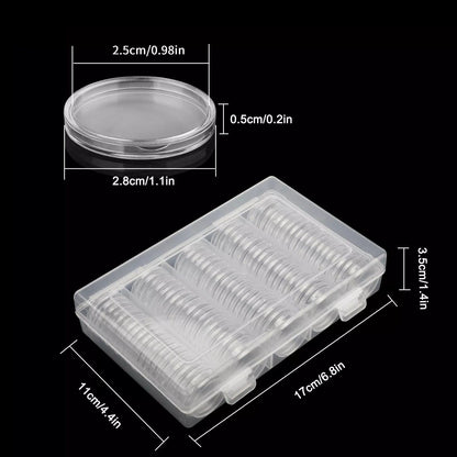 25mm Coin Capsules 100Pack Clear Round Plastic Holder For US Quarters  Coin Collection Storage 5