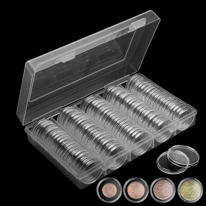 25mm Coin Capsules 100Pack Clear Round Plastic Holder For US Quarters  Coin Collection Storage 1