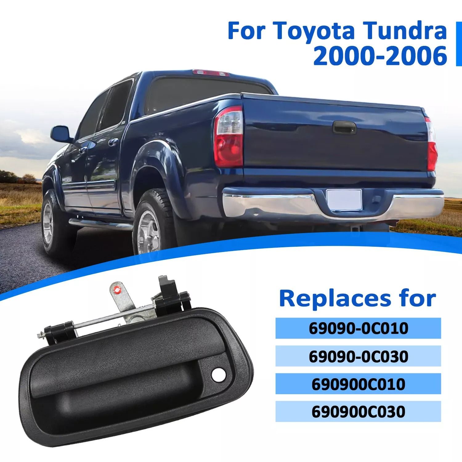 For Toyota Tundra Pickup 2000-2006 Black Tailgate Handle with Liftgate Latch & Keyhole – Direct OEM Replacement