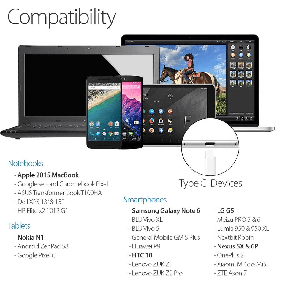 USB C Type C SyncCharge Cable With Fast Wall Charger High Speed Power  Data 2