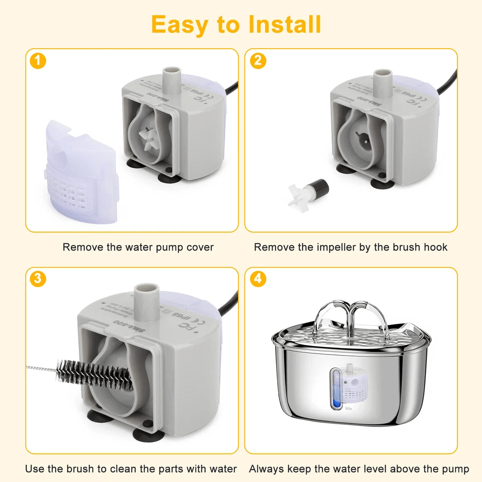 Cat Water Dispenser Pump With USB Rechargeable Motor LED Light Pet Drinking Fountain For Cats And S 6