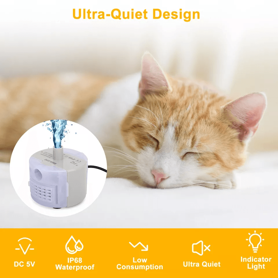 Cat Water Dispenser Pump With USB Rechargeable Motor LED Light Pet Drinking Fountain For Cats And S 1