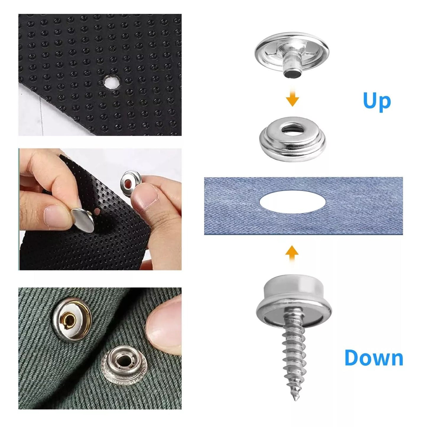 MarineGrade Snap Fastener Kit 50 Set Stainless Steel Boat Canvas Cover Buttons  Socket Fasteners 3