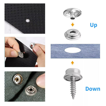 MarineGrade Snap Fastener Kit 50 Set Stainless Steel Boat Canvas Cover Buttons  Socket Fasteners 3
