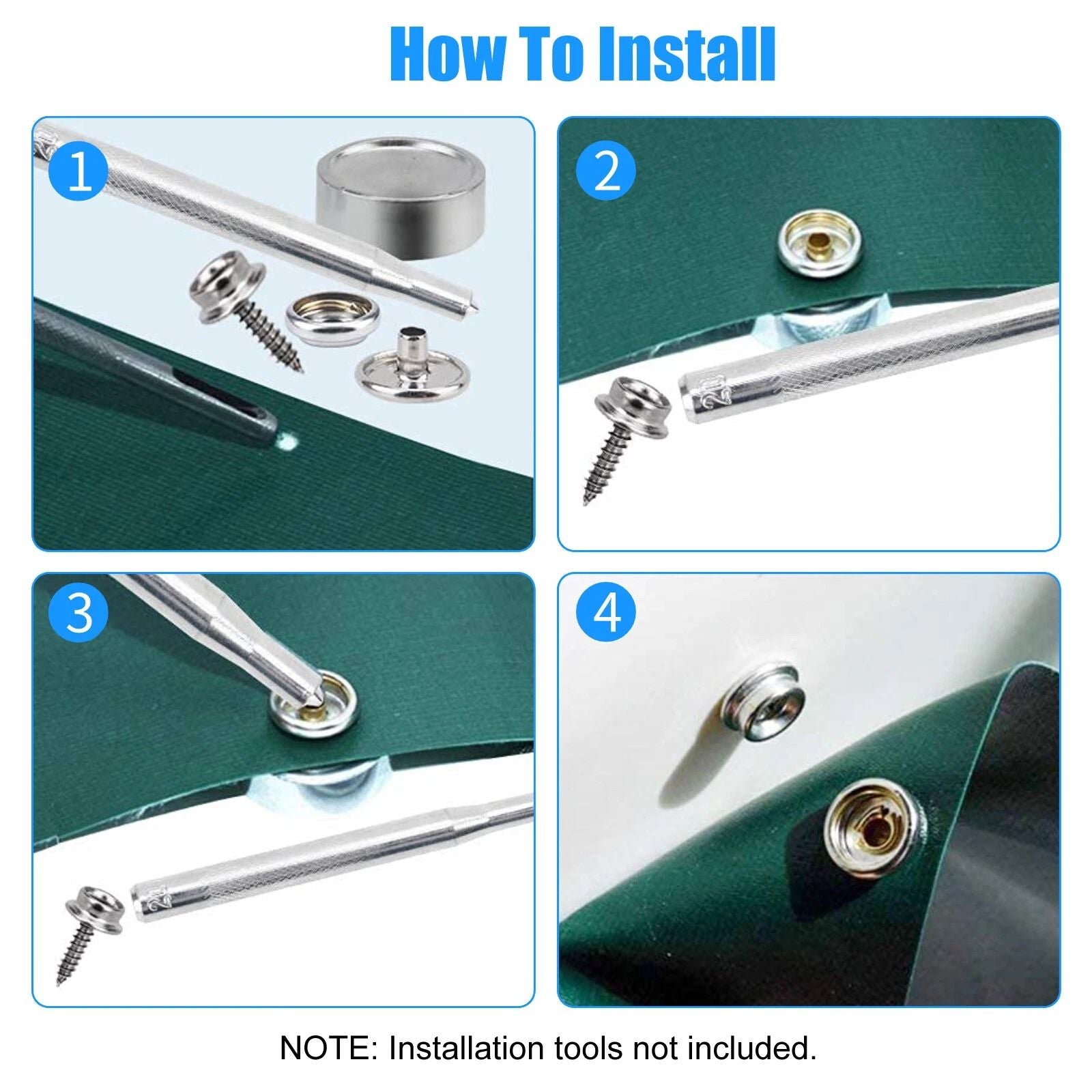 MarineGrade Snap Fastener Kit 50 Set Stainless Steel Boat Canvas Cover Buttons  Socket Fasteners 2