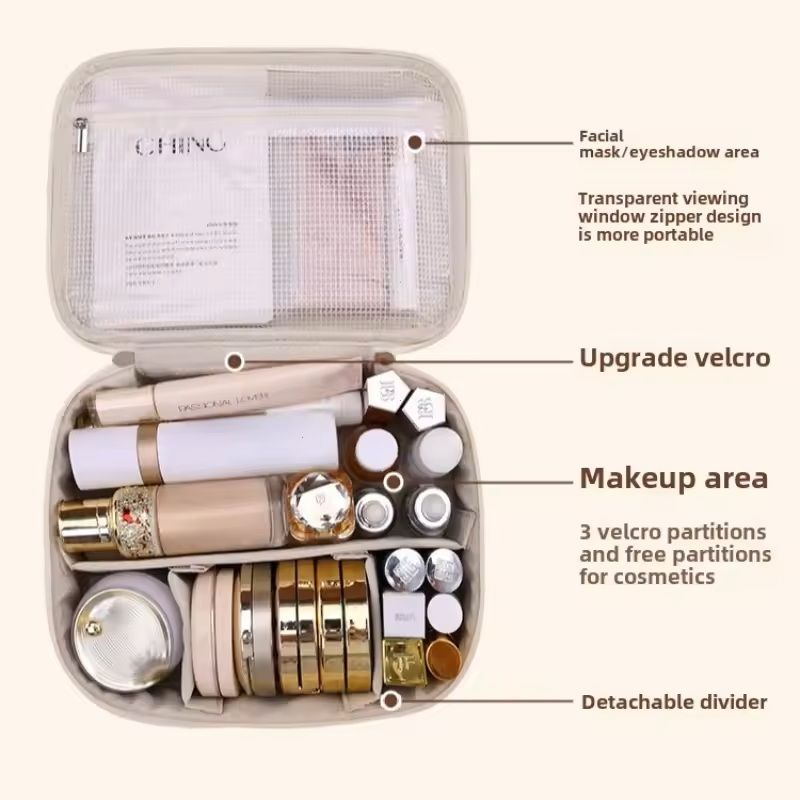 Large Capacity Travel Makeup Bag For Women Portable Toiletry Organizer Pouch 1