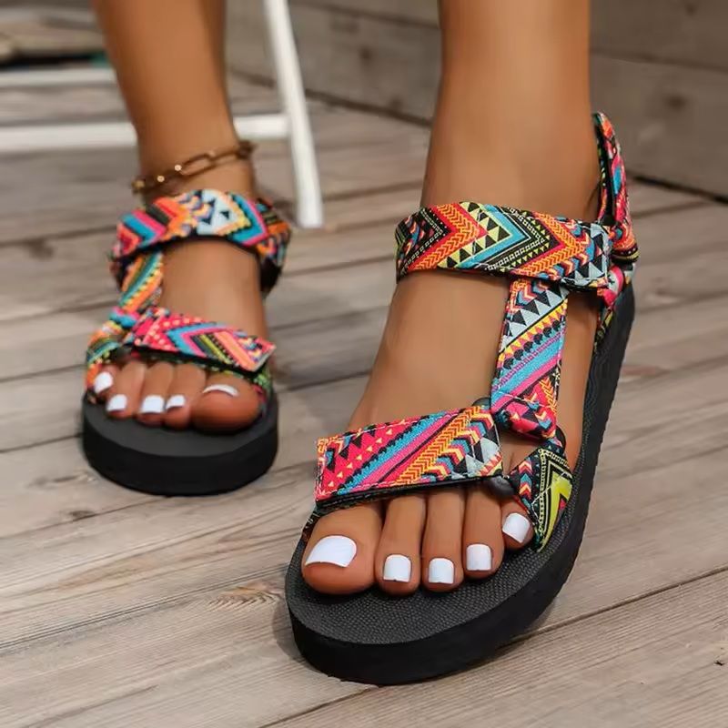 Summer Hemp Rope Flat Sandals For Women  Casual Beach Slippers With Set Foot Design 3