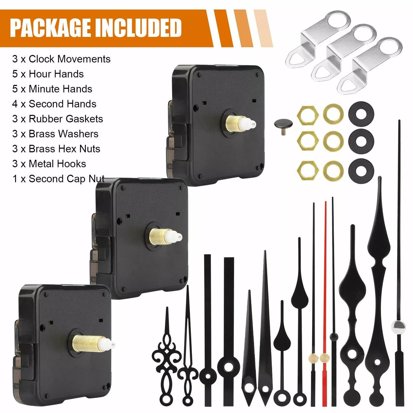 Quartz Clock Movement Replacement DIY Repair Kit With Mechanism Hands  Tool Parts For Wall Clocks 5