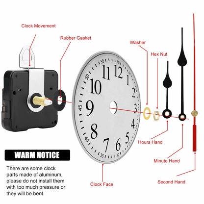 Quartz Clock Movement Replacement DIY Repair Kit With Mechanism Hands  Tool Parts For Wall Clocks 7