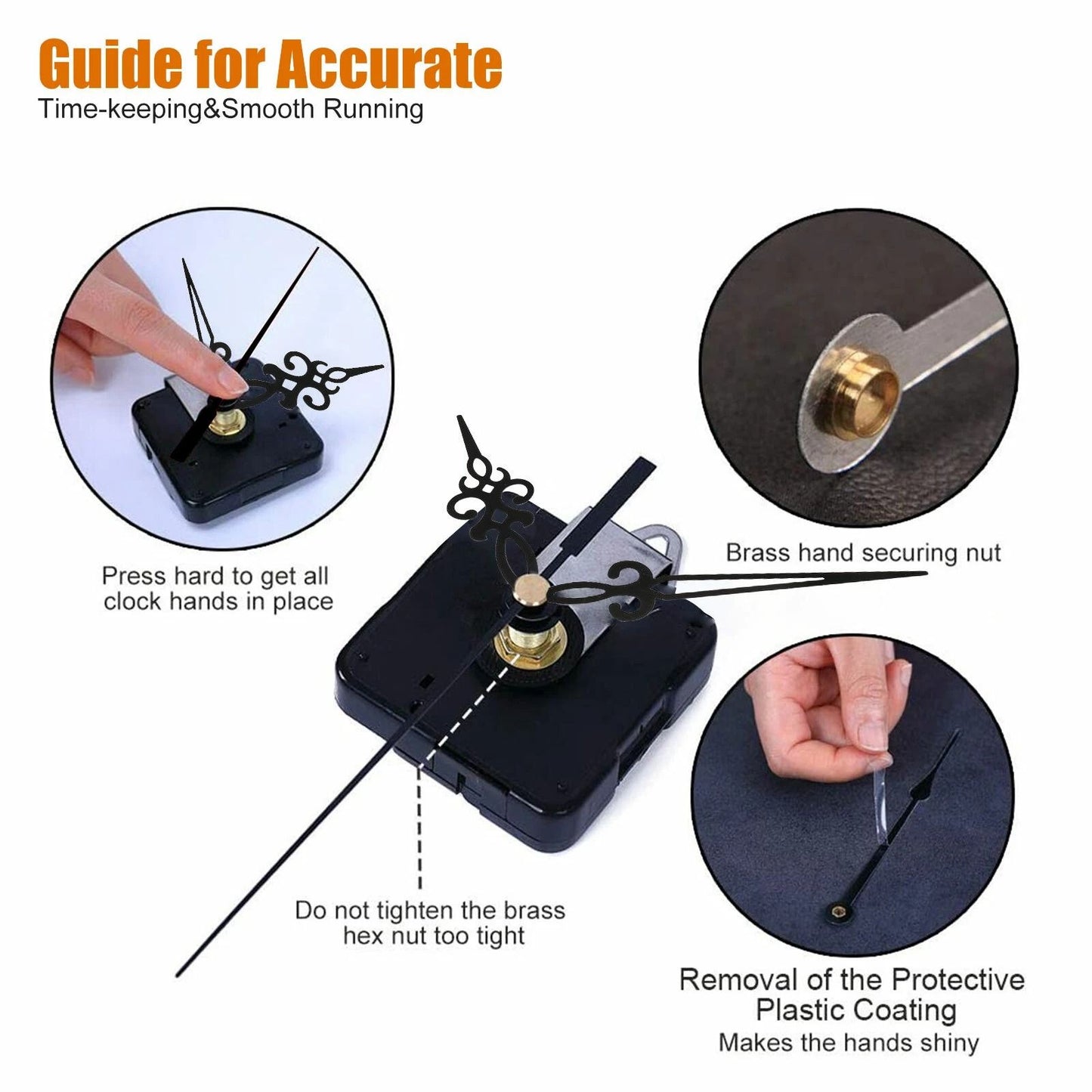 Quartz Clock Movement Replacement DIY Repair Kit With Mechanism Hands  Tool Parts For Wall Clocks 6