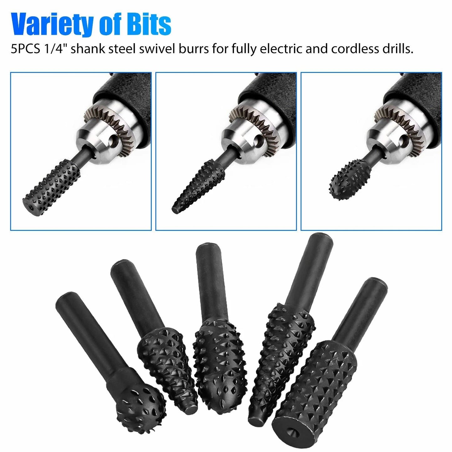 Dremel Rotary Tool Bits Set 5PCS 14 Carbide Burr Bits For Wood Carving Metalworking  DIY Grinding 4