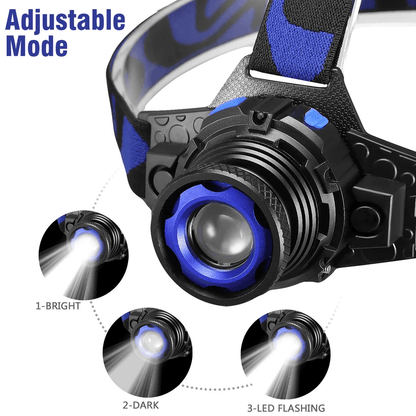 Tactical Headlight Rechargeable LED Headlamp With Battery  Charger High Lumens Waterproof Adjustabl 2