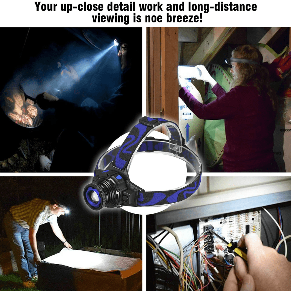 Tactical Headlight Rechargeable LED Headlamp With Battery  Charger High Lumens Waterproof Adjustabl 1