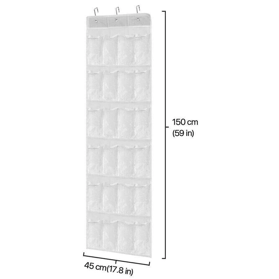Over The Door Shoe Organizer Rack Clear Vinyl Pockets Hanging Storage Holder Bag For Closet  Door 4