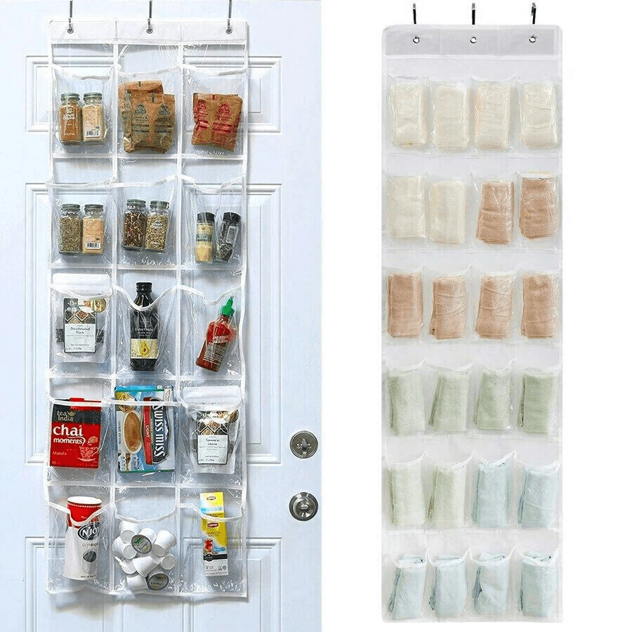 Over The Door Shoe Organizer Rack Clear Vinyl Pockets Hanging Storage Holder Bag For Closet  Door 1