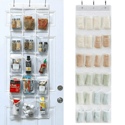 Over The Door Shoe Organizer Rack Clear Vinyl Pockets Hanging Storage Holder Bag For Closet  Door 1