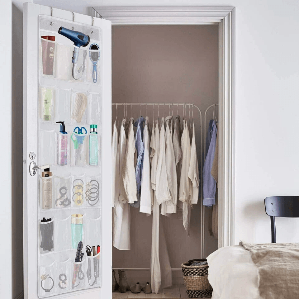 Over The Door Shoe Organizer Rack Clear Vinyl Pockets Hanging Storage Holder Bag For Closet  Door 2