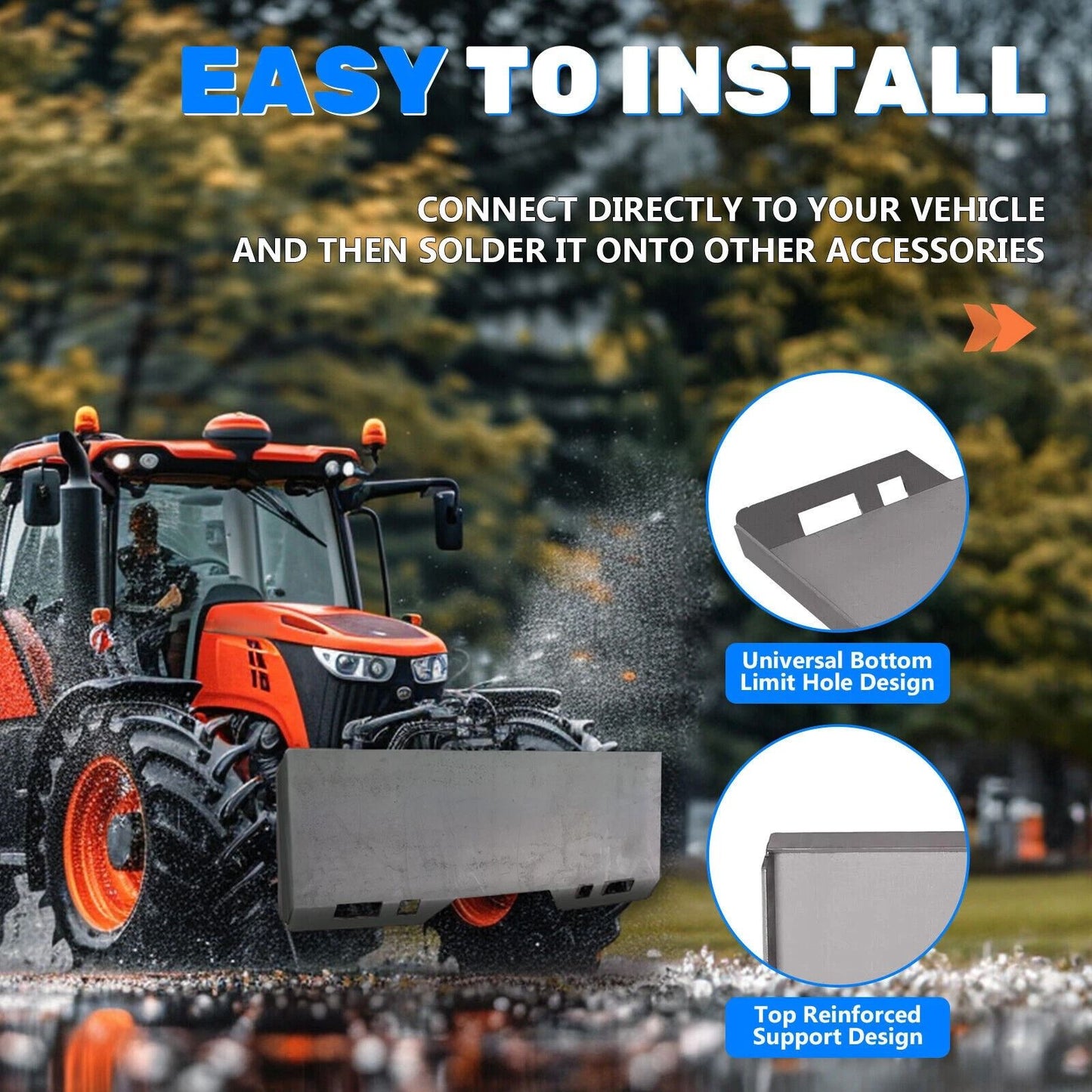 12 Thick Skid Steer Mount Plate Adapter  Quick Tach Attachment For Loaders  HeavyDuty Metal Constru 9