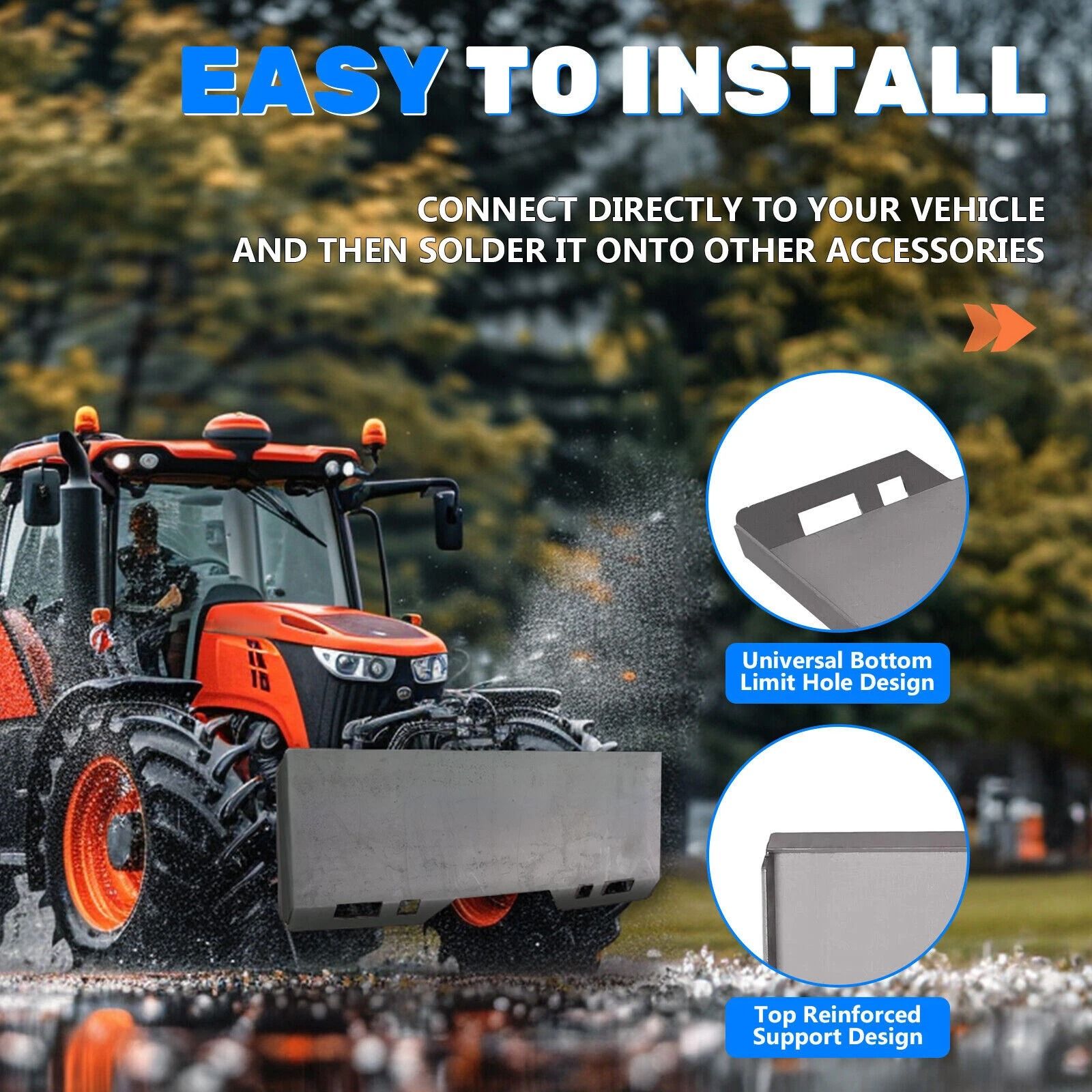 12 Thick Skid Steer Mount Plate Adapter  Quick Tach Attachment For Loaders  HeavyDuty Metal Constru 9