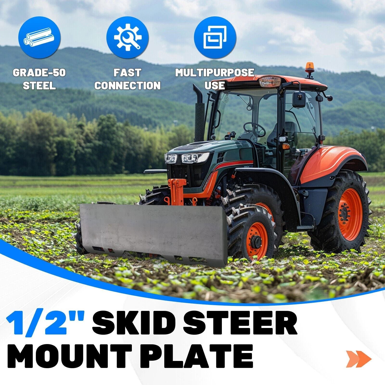 12 Thick Skid Steer Mount Plate Adapter  Quick Tach Attachment For Loaders  HeavyDuty Metal Constru 7