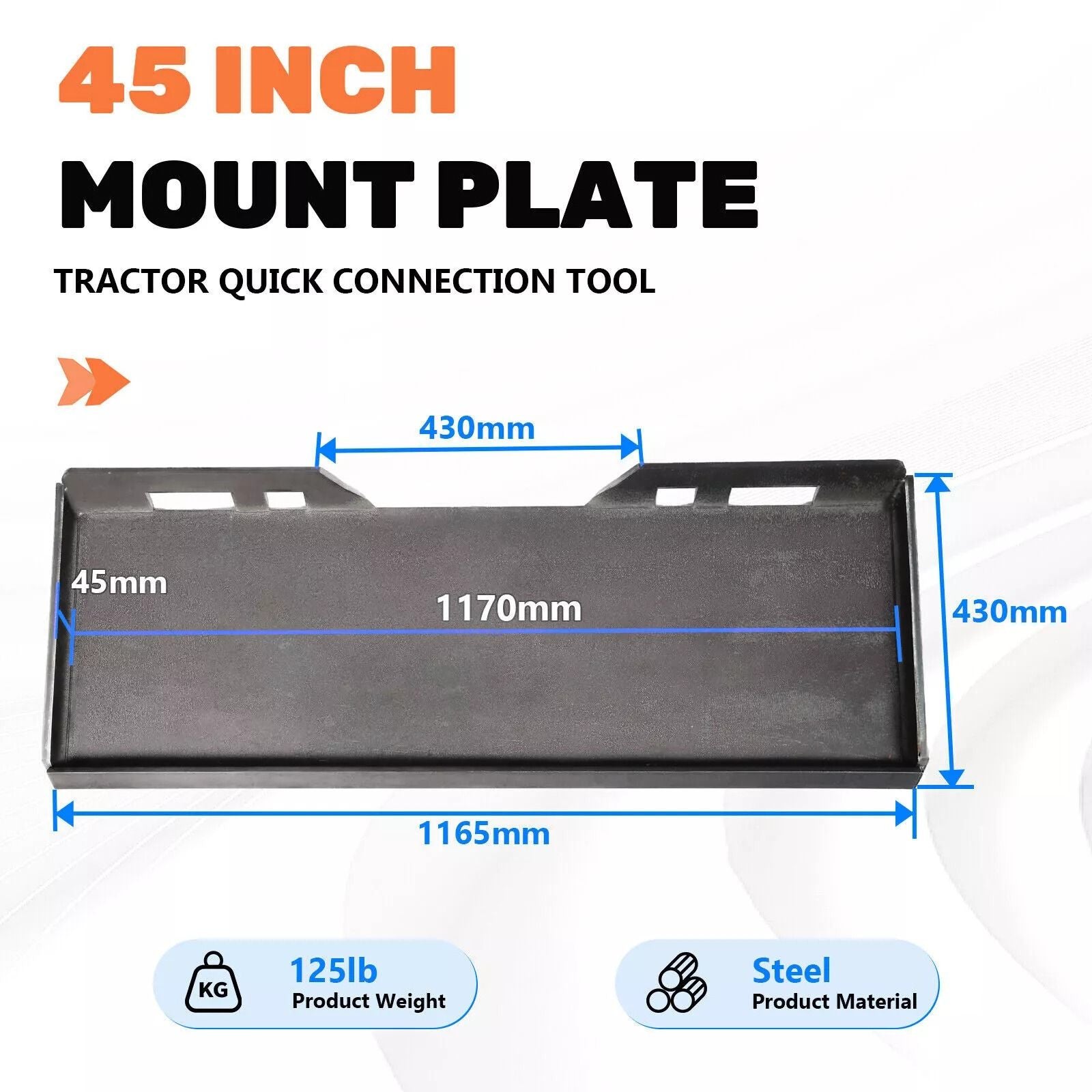 12 Thick Skid Steer Mount Plate Adapter  Quick Tach Attachment For Loaders  HeavyDuty Metal Constru 8