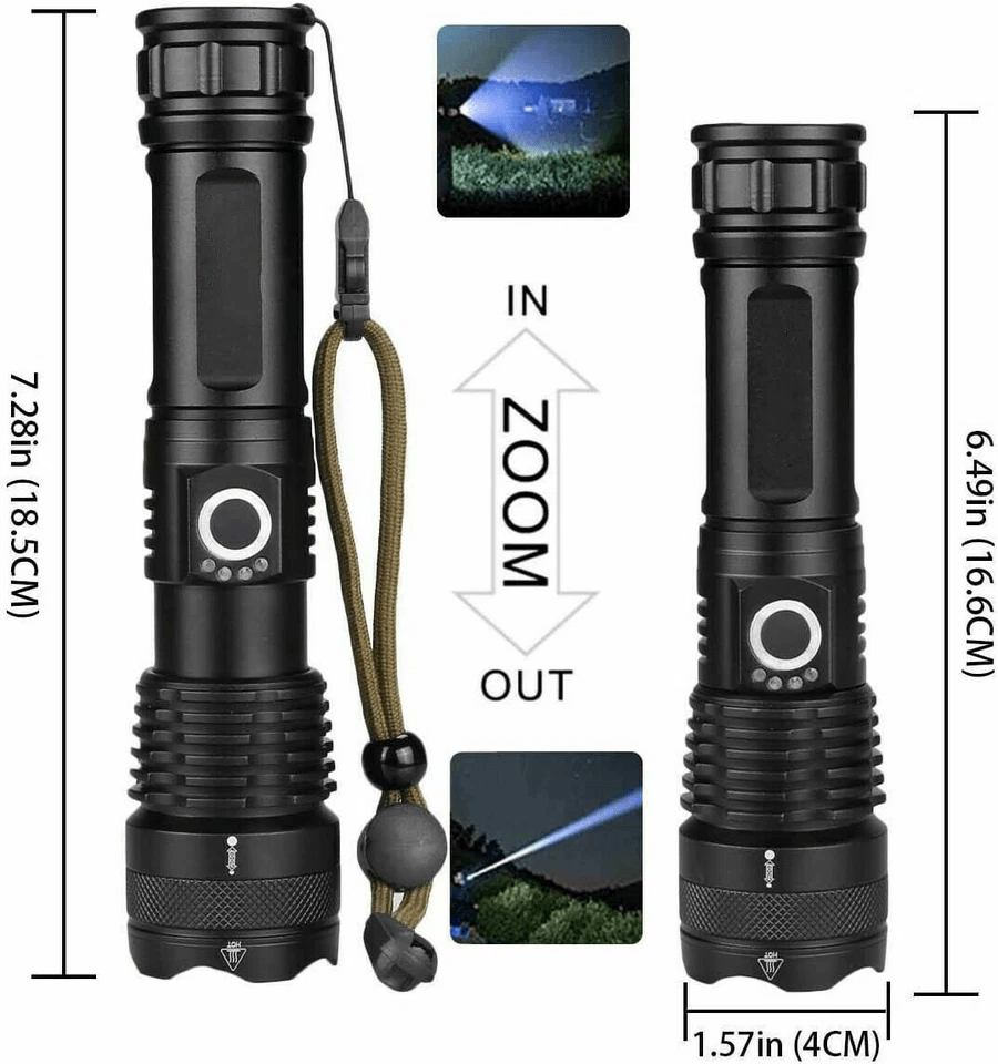 SuperBright LED Tactical Flashlight With Rechargeable Battery Waterproof Zoomable High Lumens Emerg 7