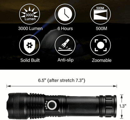 SuperBright LED Tactical Flashlight With Rechargeable Battery Waterproof Zoomable High Lumens Emerg 6