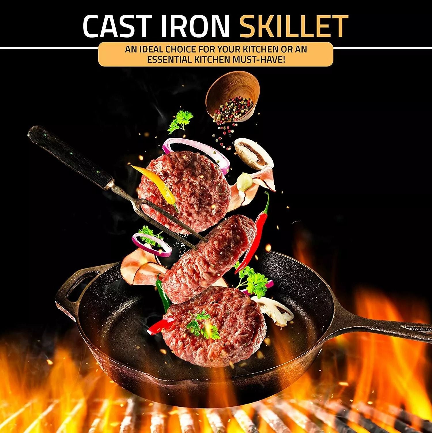Utopia Kitchen PreSeasoned 125 Inch Cast Iron Skillet  Multipurpose Use For Stovetop Oven  Grill 5