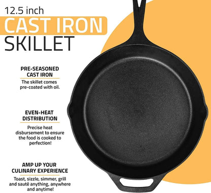 Utopia Kitchen PreSeasoned 125 Inch Cast Iron Skillet  Multipurpose Use For Stovetop Oven  Grill 6