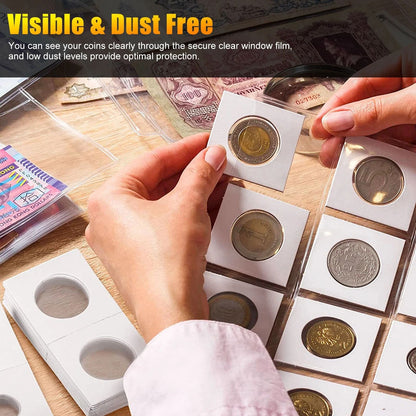Coin Storage Flips 200 Pack Cardboard Mylar Paper Holders 2x2 For Collectors  Album Books 1