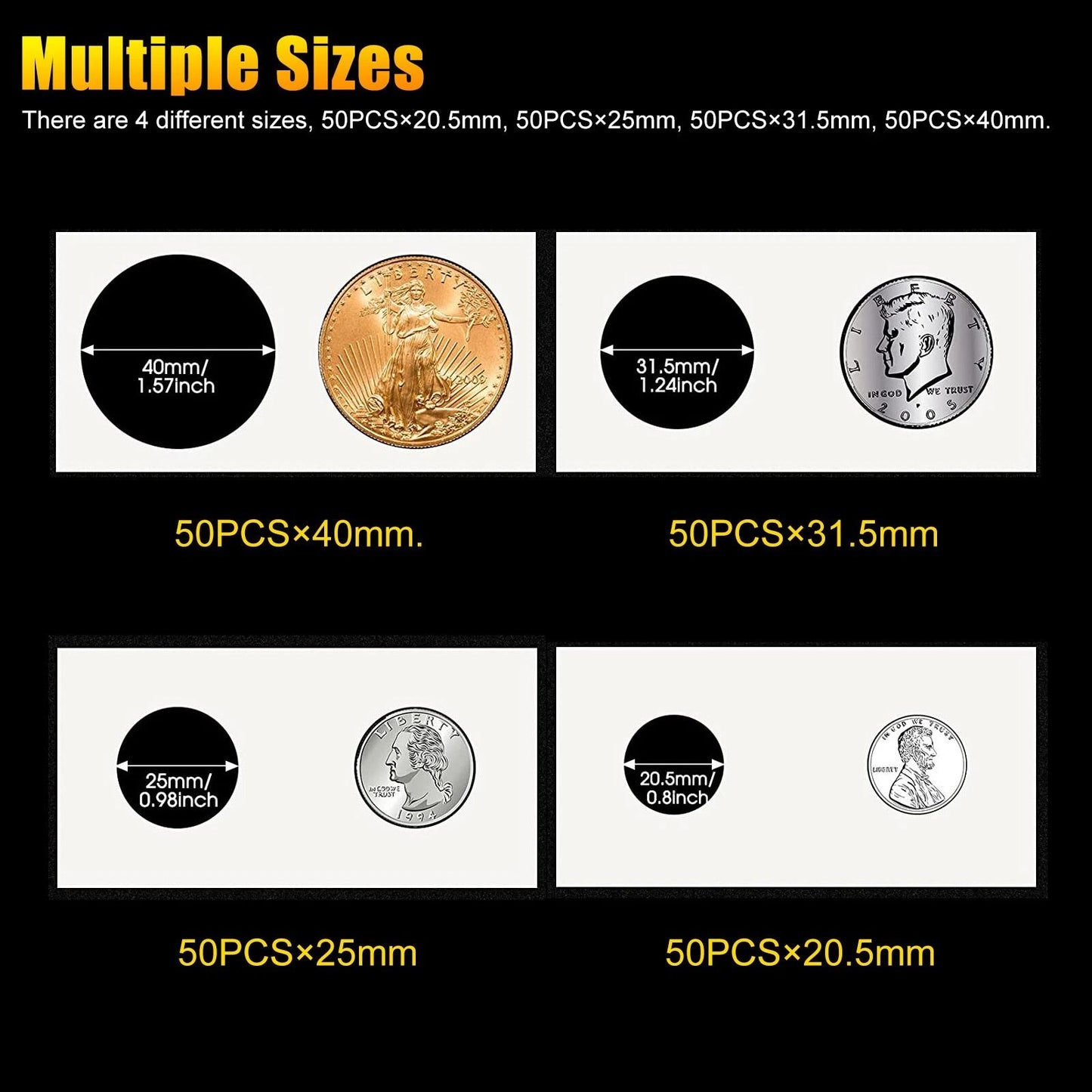 Coin Storage Flips 200 Pack Cardboard Mylar Paper Holders 2x2 For Collectors  Album Books 4