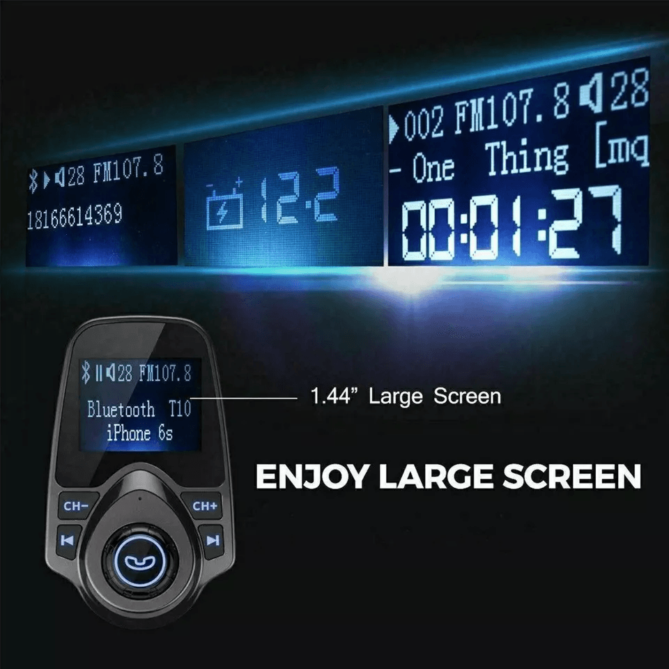 Bluetooth Wireless Car FM Transmitter AUX Stereo Receiver Adapter With 2 USB Charger Ports HandsFre 3