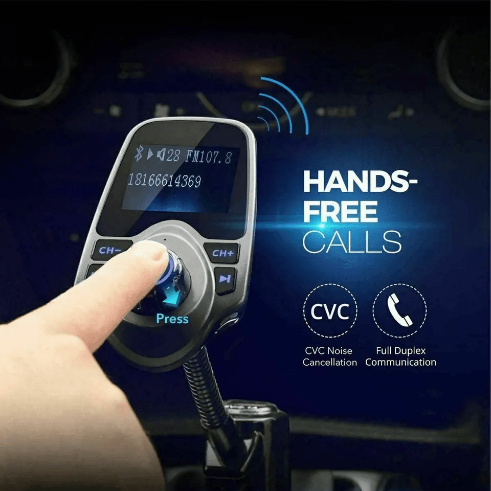 Bluetooth Wireless Car FM Transmitter AUX Stereo Receiver Adapter With 2 USB Charger Ports HandsFre 5
